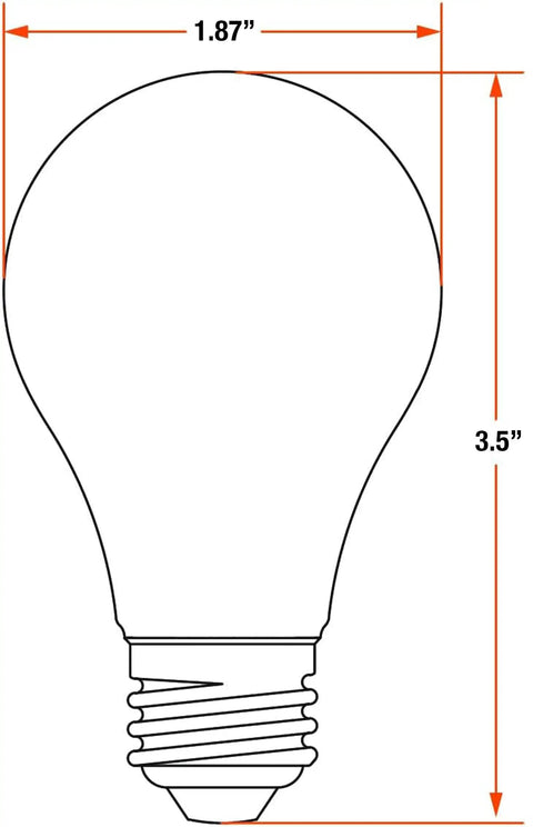 Dimensions of Frosted A15 Incandescent Light Bulb 40W 2850K Soft White, Medium Base, 2 Pack, shown as 1.87" x 3.5"