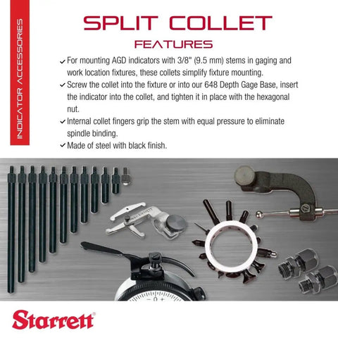 Steel Dial Indicator Split Collet For One Half By Thirty Two UN Thread With Nine Thirty Seconds Inch Thread Length and Accessories