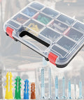 Drywall Anchors And Screws Assortment Kit, 370 Piece Set With Plastic Organizer Case, 5 Sizes Wall Anchors And Flat Head Screws