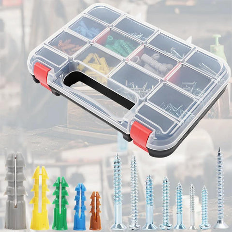 Drywall Anchors And Screws Assortment Kit, 370 Piece Set With Plastic Organizer Case, 5 Sizes Wall Anchors And Flat Head Screws