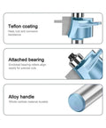 Kick Your Woodworking Game Up With This 1/2 Inch Mortise And Tenon Router Bit, Boasting A Bearing Guide For Flawless Edge Trimming, Flush Cutting, And Precision Joinery On Any Furniture Or Cabinet Project You Got Going Today, showing Teflon coating, attached bearing, and alloy handle.