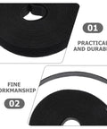 2 Rolls Black Reusable Cable Ties Hook Loop Straps showing sturdy black vinyl for desktop cord organization.
