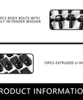 Twenty Pack Heavy Duty Car U Clips And Fender Liner Headlamp Assembly Screws With Solid Iron U Nuts That Lock Onto Gm Ford And Every American Ride for 10 body bolts and 10 extruded U-nuts.