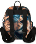 Back view of Mini Backpack Purse For Women Cute Small Daypack with adjustable straps and lion print, designed for city chic vibe.