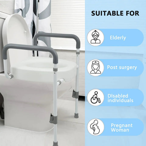 Heavy Duty Raised Toilet Seat Riser With Secure Armrests And Soft Grip Handles And Solid Frame Setup Giving You Real Backing For Everyday Bathroom Routine Without Breaking A Sweat Or Wrecking Your Knees