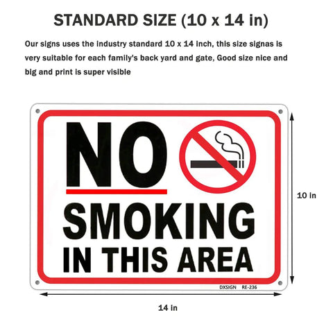 No Smoking Sign 10 x 14 Inch Aluminum No Vaping Sign 4 Pack Tough Outdoor Durable Metal Signs UV Printed Weatherproof Built to Last for Offices, Restaurants, Schools, and Retail Spaces; front view