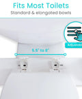 Adjustable white steel bracket for Rock Solid Heavy Duty Toilet Safety Rails With Flip Up Grab Handles Built Like A Tank.