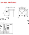 Rock Solid Linear Guide Motion Module Rail For CNC Tables With Nema23 Stepper And 1204 Ballscrew, 800mm Travel, Ultra High Precision 0.03mm, Speed 0-50mm/s, Horizontal Load Up To 60kg, Ideal For CNC, Robotics And Automation. Nema 23 step motor specification sheet with dimensions and wiring diagram