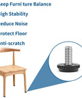 Built Tough Adjustable Furniture Leveler Feet Crafted From Rust Resistant 304 Stainless Steel feature a chair with a threaded leveling foot.