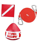 Red Dive Flag Inflatable Surface Marker Buoy For Scuba Diving Spearfishing And Boating With flag and rope visible