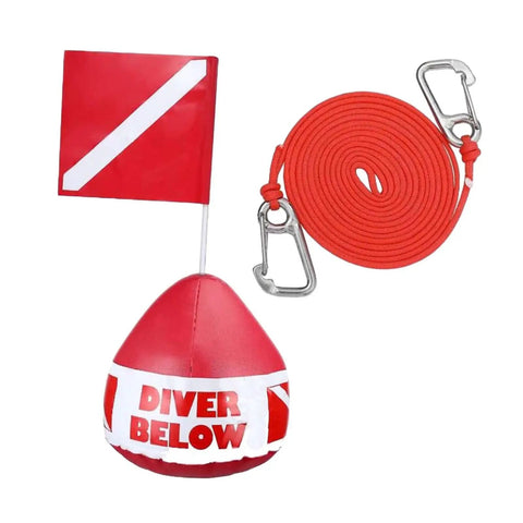 Red Dive Flag Inflatable Surface Marker Buoy For Scuba Diving Spearfishing And Boating With flag and rope visible