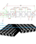 Heavy Duty T Slot Aluminum Extrusion 20 Series For DIY 3D Printer Parts And CNC Projects Black Anodized 1000mm with measurements