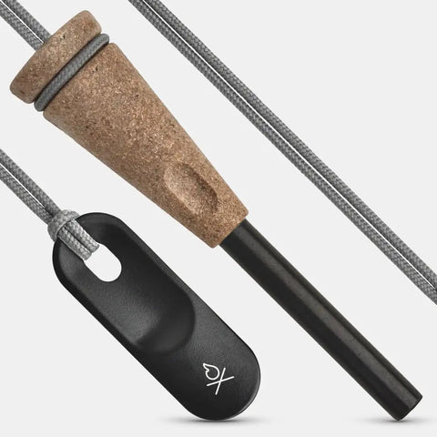Survival Fire Starter Pro Ferro Rod With Wood Handle Three Eighths Inch Thick Fire Steel Up To 15,000 Strikes Striker And Lanyard Waterproof Camping Essential For Outdoorsy Folks And Self Reliant Adventurers with a wood handle and black striker.