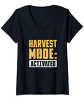 Harvest Mode Activated Women's Combine Operator T Shirt For Harvester Lovers V Neck Tee Perfect Field Work Wear For The Farm Life Crew Gift With Realistic Harvest Vibe