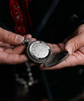 Close-up of open pocket watch showing 55mm Clock Insert With Arabic Numerals For Watch Repair And Upgrades Durable Alloy Construction