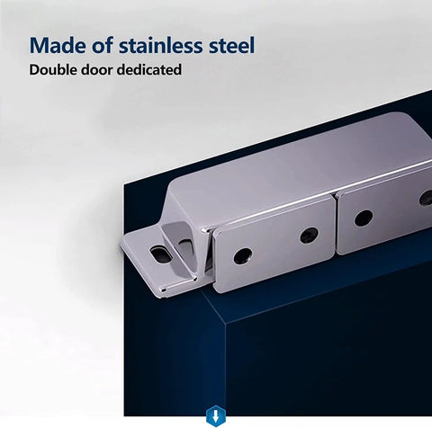Magnetic Door Catch Set Push To Open Cabinet Latch 2 Pack Stainless Steel Heavy Duty Drawer Magnets close-up