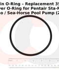 Replacement 354533 Cover O-Ring for Pentair Sta-Rite Dynamo Sea Horse Pool Pumps with ruler for scale, 2 Pack