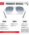 RB3025 Pilot Shape Non Polarized Sunglasses For Men And Women With Light Blue Gradient Lenses Dope Aviator Vibe Durable Frame