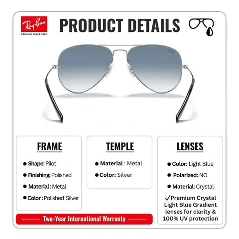 RB3025 Pilot Shape Non Polarized Sunglasses For Men And Women With Light Blue Gradient Lenses Dope Aviator Vibe Durable Frame