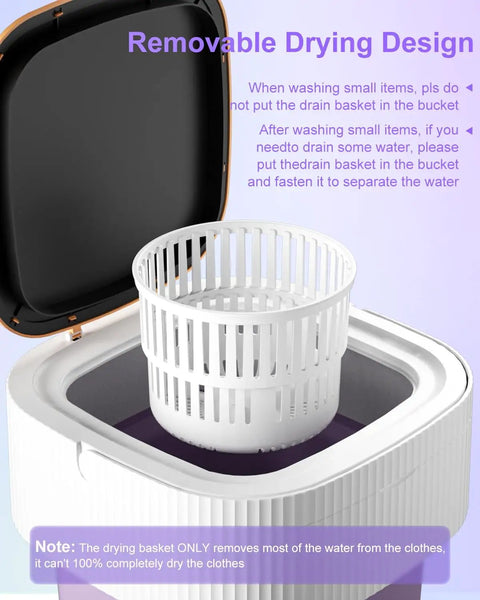 Close-up of the removable drying basket in the No Sweat Laundry Day With This Nifty 18L Folding Portable Washing Machine.