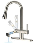 Premium Brushed Nickel Pull Down Kitchen Faucet With Built In Water Filter and Activated Carbon Ultrafiltration Spray Head.