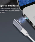 Magnetic USB C T Tip Charging Adapter With Two Heads For Type C 100W Fast Charging No Fuss Power Up Works With 2013 2014 2015 MacBook Pro And MacBook Air connecting to laptop