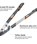Extendable Anvil Loppers for Garden Pruning, showing aluminum handles and Teflon blade, heavy-duty tree trimmer for landscaping.