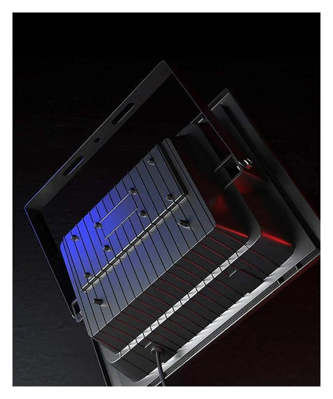 Heavy Hitter Solar Flood Light With Wireless Remote And Auto Dusk To Dawn Sensor Ultra Bright Waterproof Led Security Spotlight back view showing details and cable.