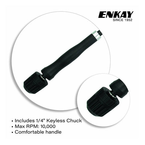Heavy Duty Flex Shaft With 1/4 Inch Keyless Chuck 56 Inch Drill Extension Cable for Power Drills and Bench Grinders