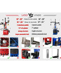 Industrial Grade Tire Changer And Wheel Balancer Combo With Two Horsepower Bead Blaster highlighted features comparison chart.