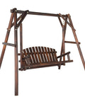 Heavy Duty 880 Lbs Wooden Porch Swing With A Frame Stand For Outdoors And Garden Rustic Sequoia Dusk Finish Great For Two Or More People To Chill And Hang Out In The Yard