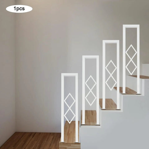 Rock Solid U Shaped Stair Handrail Featuring A Knockout Diamond Pattern Design And Smooth Baked Polish Finish Built Tough To Handle Heavy Loads Safely Indoors At Home on wooden staircase.