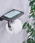 Oil Rubbed Bronze Wall Mount Toilet Paper Holder With Built In Phone Shelf And Storage Super Handy Dispenser on wall