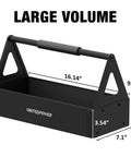 Grippy Handle Metal Tool Tray Portable Tote For Home Garage Warehouse And Shop Easy Tool Organization Durable Black Metal Storage Tray
