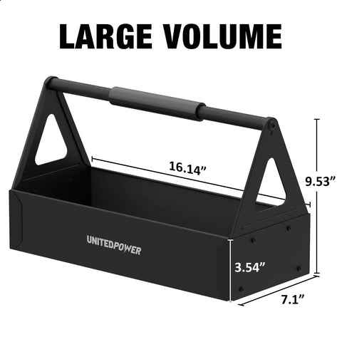 Grippy Handle Metal Tool Tray Portable Tote For Home Garage Warehouse And Shop Easy Tool Organization Durable Black Metal Storage Tray