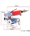 Powerful R-6026 Pneumatic Belt Sander And Grinder With 7000rpm Polishing Machine Variable Speed Control shown with measurements.