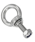 4 Pack 304 Stainless Steel Eye Bolts M8 x 40mm With Flange Lock Nuts And Spring Washers Built Tough For Lifting Hanging And Tie Down Gear Outdoors And Indoors, close-up