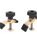 Ultra-Cool Compact T-Track Hold Down Clamps For 3018 Series CNC Router, black knobs and metal springs for secure clamping.