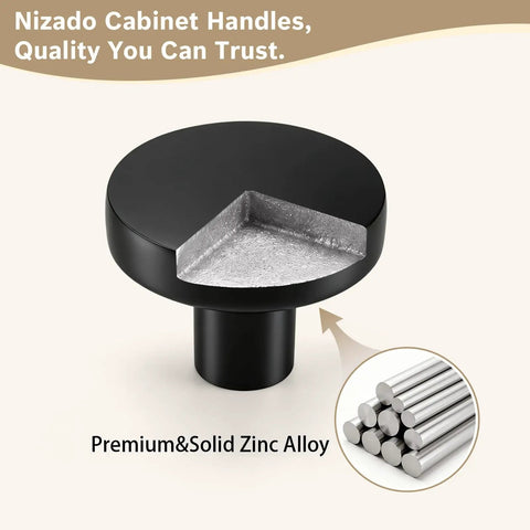 Top Tier Heavy Duty Black Cabinet Knobs Slick Round Handles For Kitchen Cupboards And Drawers Solid Zinc Alloy Hardware Built Tough Quick Install Hassle Free Setup Dependable Twenty Pack Bundle with premium black finish