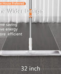 Pro Grade 32 Inch Flat Mop System With Aluminum Telescopic Handle Wet And Dry Microfiber Mop for Hardwood Floors, wide head view