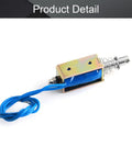 24V 0.3A 5N Push Pull Frame Solenoid Electromagnet With 10mm Stroke for Smooth Linear Motion Low Friction Plunger Spring Return JF-0530B 24V DIY Robotic Actuator for Projects blue wire leads