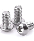Fifty Pack Button Head Socket Cap Screws Sized For 10-32 Thread By Half Inch Finely Threaded Eighteen Eight Stainless Steel Hardware showing three screws.
