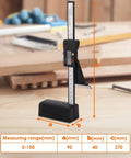 Digital Height Gauge 0 To 150mm With Magnetic Base on workbench, easy reading LCD for precision work, workshop companion