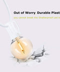 Close-up of an Outdoor Globe String Lights White G40 bulb, shatterproof design over cracked surface, showcasing durability.