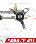 AR 2600 PSI 2.2 GPM Vertical Pressure Washer Pump With 7/8 Inch Shaft, 3 Bolt Pattern shown with detailed measurements.