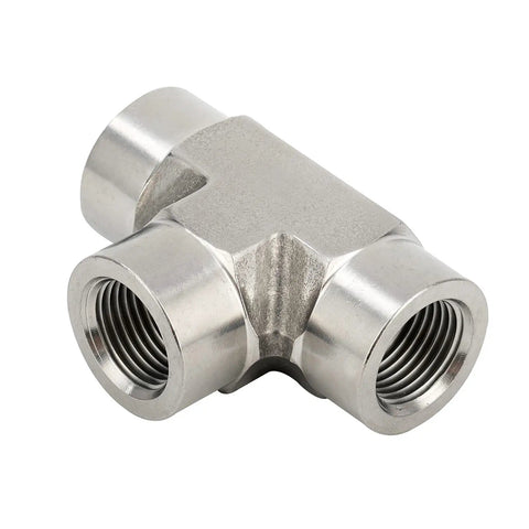 Forged 304 Stainless Steel Pipe Tee Fitting Three Way NPT Female to FNPT to NPT Female Ends Heavy Duty Three Quarter Inch Threads