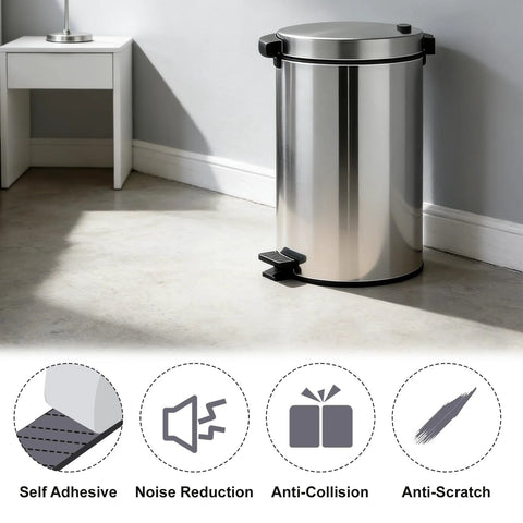 Modern kitchen with stainless steel trash can and Six Pack Adhesive Trash Can Wall Guards No Drill Backing To Protect Walls