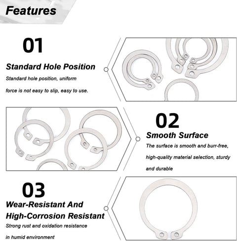 Precision Machined Heavy Duty Stainless Steel External Circlips 30 Pack C Clip Snap Rings For Automotive Systems Valves And Motor Bearings Rust Free Retaining Hardware Bulk Kit