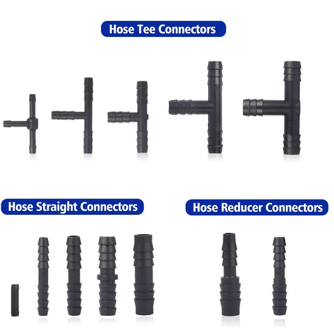 Assorted nylon vacuum hose connectors kit: tee, straight, and reducer fittings; 115 pieces, heat resistant to 240°C.