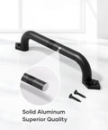 10 Inch Barn Door Pull Handle And Gate Handle In Rustic Black Aluminum For Easy Install on a white background with screws.